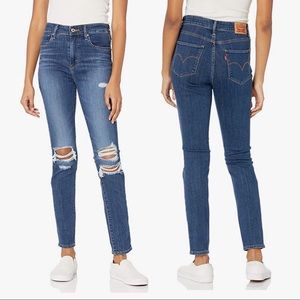 NWT Levis 721 High Rise Skinny Jeans Distressed 24/L30